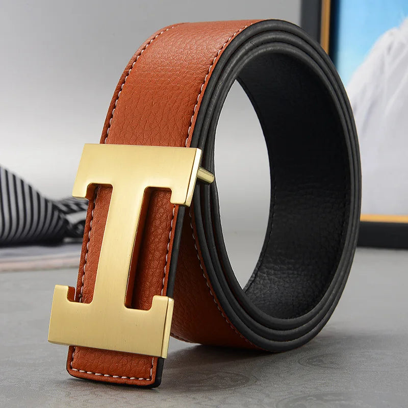 Width 3.8cm Famous Brand Belt Men Top Quality Genuine Luxury Leather Belts for Men Strap Metal Belt Fashion Women's Belt jeans Quick Pick Grocers