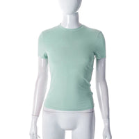 2024 Spring New Short Sleeve T-Shirt Women Solid Simple Casual Soft All-Match Hot Basic Crop Tops Tees Summer Fashion Quick Pick Grocers