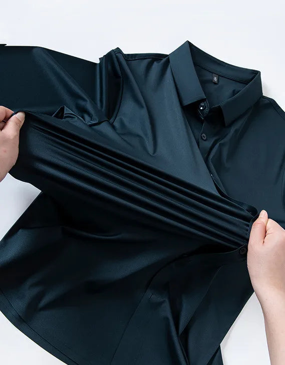 Premium Men's Ultra Stretch Dress Shirts Long Sleeve High Quality Business Formal Wrinkle-free Soft White Social Male Clothing Quick Pick Grocers