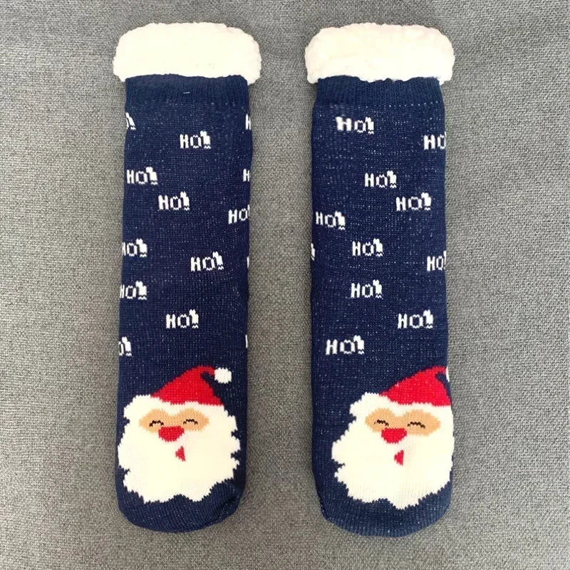 Christmas Gift Slipper Socks Women Thermal Winter Warm Plush Non slip Grip Sleeping Floor Short Sock Fuzzy Fluffy Female Cartoon Quick Pick Grocers