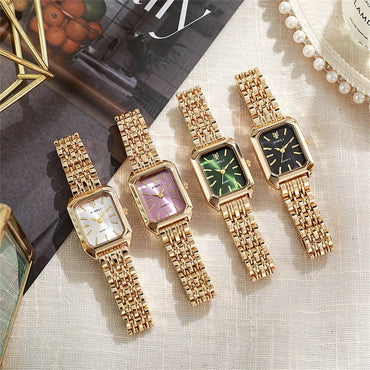 Women's Fashion Square Watches Gold Alloy Strap 2025 Luxury Ladies Quartz Wristwatches Qualities Female Roman Scale Clock Quick Pick Grocers
