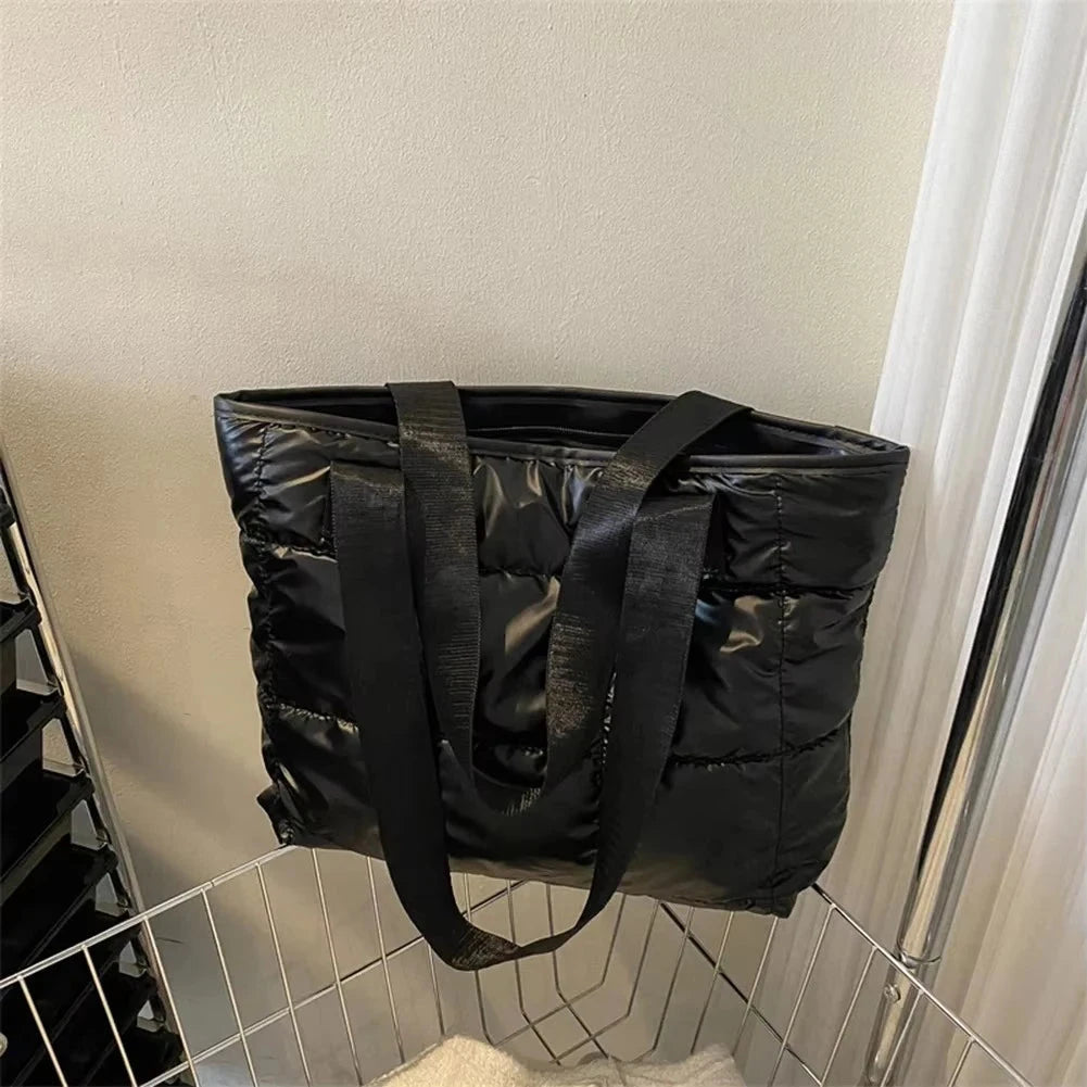 Fashion Ladies Tote Handbags Large Capacity Cotton Padded Shopping Bag Rhombus Portable Handbag Quilted Solid for Leisure Travel Econic Blanks