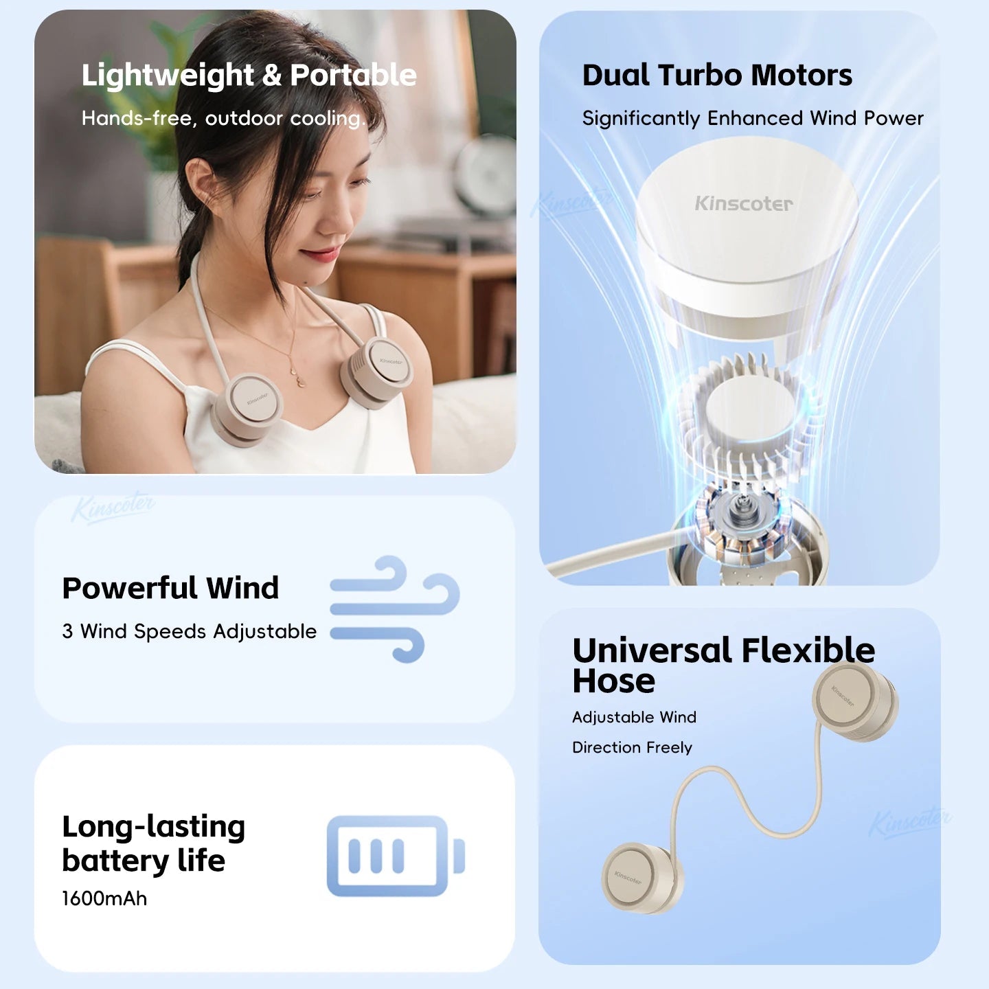 New Hanging Neck Fan Portable Cooling Fan Air Cooler USB Leafless Bladeless Neckband Mini Rechargeable Electric Fans Quick Pick Grocers