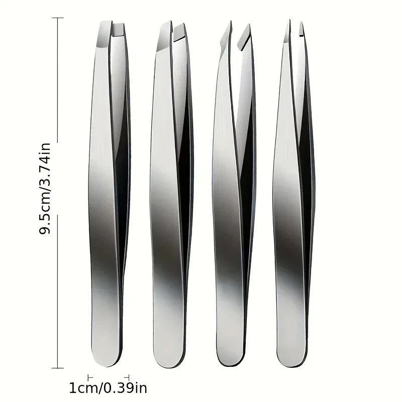 4pcs Set Professional Tweezers Set Perfect For Eyebrow Hair Removal Splinter Very Effortless and Relaxed to Remove for women Econic Blanks