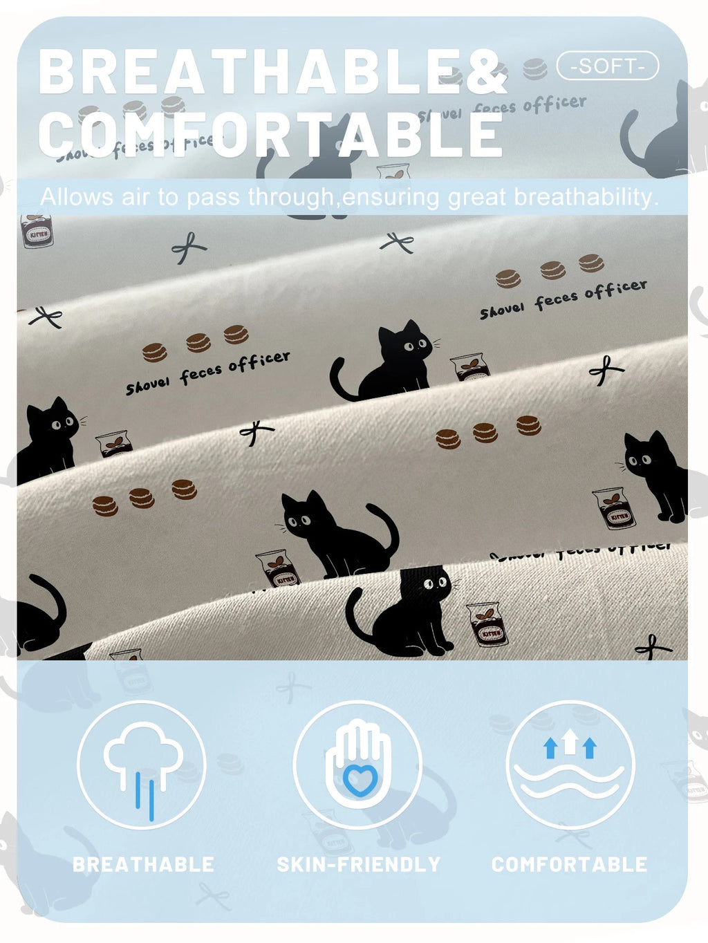 1 Cartoon Cute animal Cat printed matte Fitted Sheet, bedroom printed bed cover, bedding (excluding pillowcases) Quick Pick Grocers