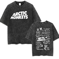 Retro Rock Arctic Monkeys Music Album Graphic T-Shrit Men's Vintage Washed Oversized Short Sleeve T Shirt Y2k Hip Hop Streetwear Quick Pick Grocers