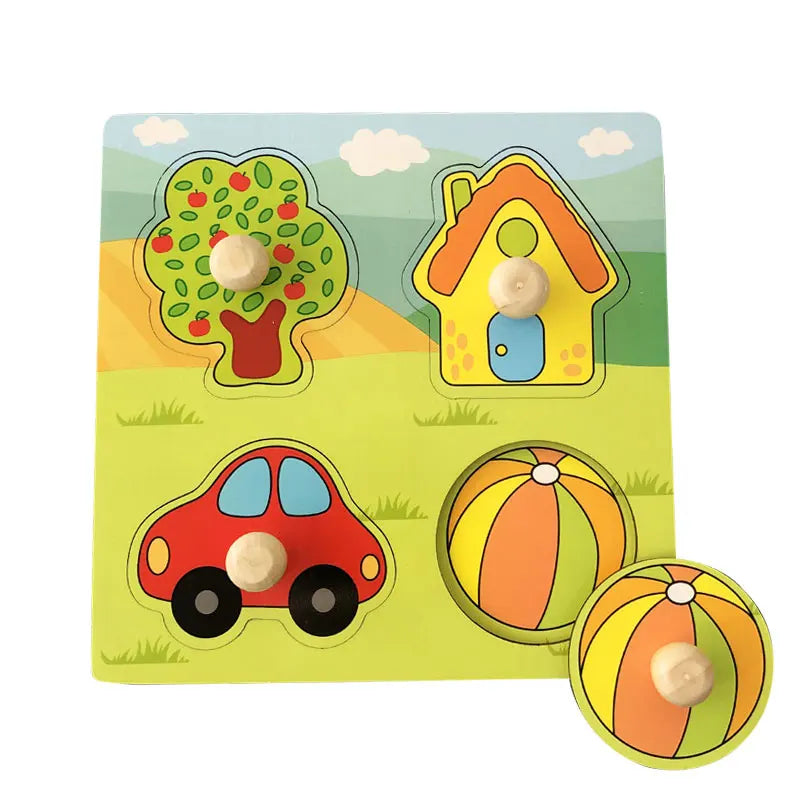 Baby Wooden Puzzles Montessori Toys 1 2 3 Years Toddler Toys Hand Grab Board Alphabet Number Cognition Learning Educational Toys Quick Pick Grocers