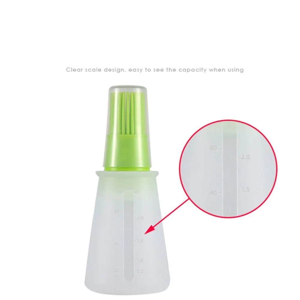 LeMeenQ Silicone Oil Cruet Oil Brush With Bottle Brush, Portable Oil Brushes Liquid Oil Pastry Kitchen Baking Tool, for BBQ Quick Pick Grocers
