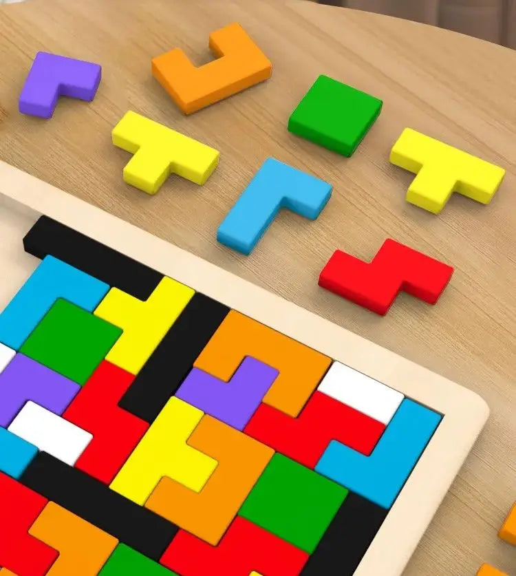 Colorful wooden puzzle toys Tangram Montessori materials children's puzzle toys Building blocks Children's learning toys Quick Pick Grocers