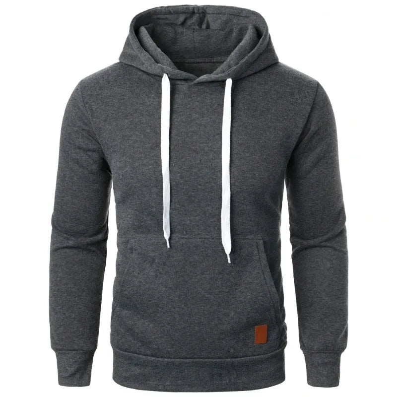 Mens Casual Hooded Collar Drawstring Hoodies Sweatshirts Long Sleeve Shirts Outdoor Streetwear Solid Color Lightweight Pullover Econic Blanks