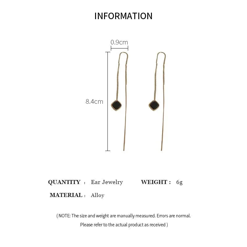 Simple Geometric Square Drop Earring For Women Korean Fashion Gold-color Line Long Tassel Dangle Earrings Party Jewelry Gift Econic Blanks