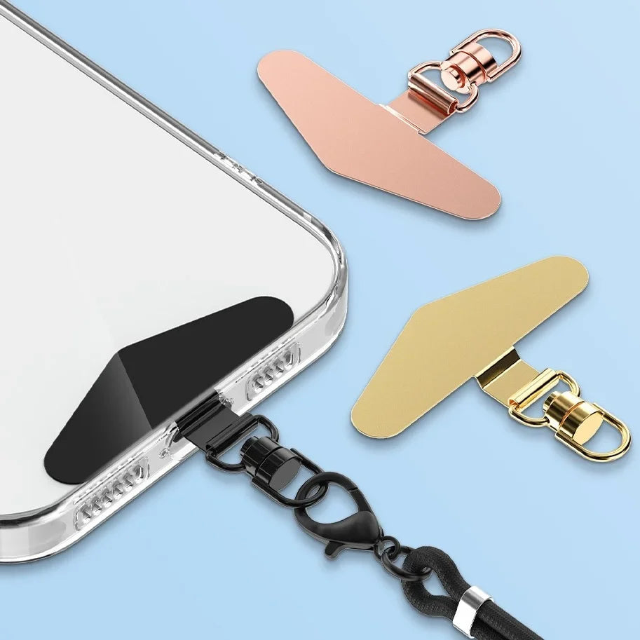 Anti-Lost Phone Lanyard Universal Replacement Connector Tether Tab Clip Metal Card Pad Adapter for IPhone Samsung Secure Fit Quick Pick Grocers