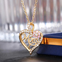 Huitan Mother's Day Necklace for Mom Luxury Trendy Craved Pendant Necklace Pink Flower Aesthetic Neck Accessories Love Jewelry Quick Pick Grocers