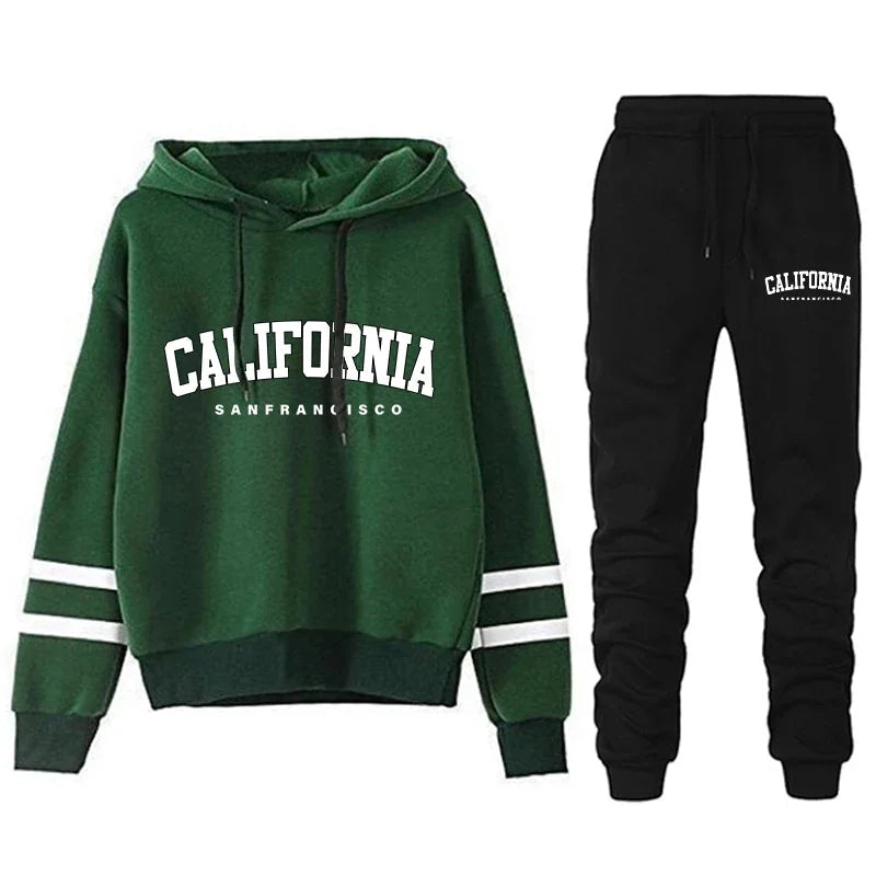 California Womens Tracksuit Casual Stripe Versatile Hooded Sweatshirt or Pants or Suit Simplicity Hot Sales Street Outfits S-3XL Quick Pick Grocers