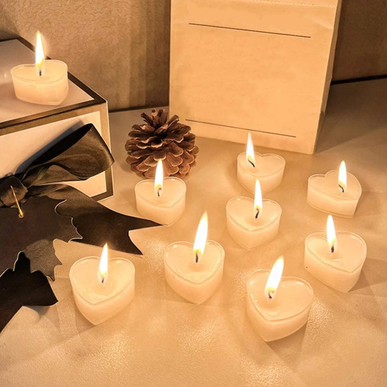 9pcs Heart-shaped Scented Tea Candles Valentine's Day Romantic Love Candle Proposals Wedding Anniversary Decorative Candle Econic Blanks