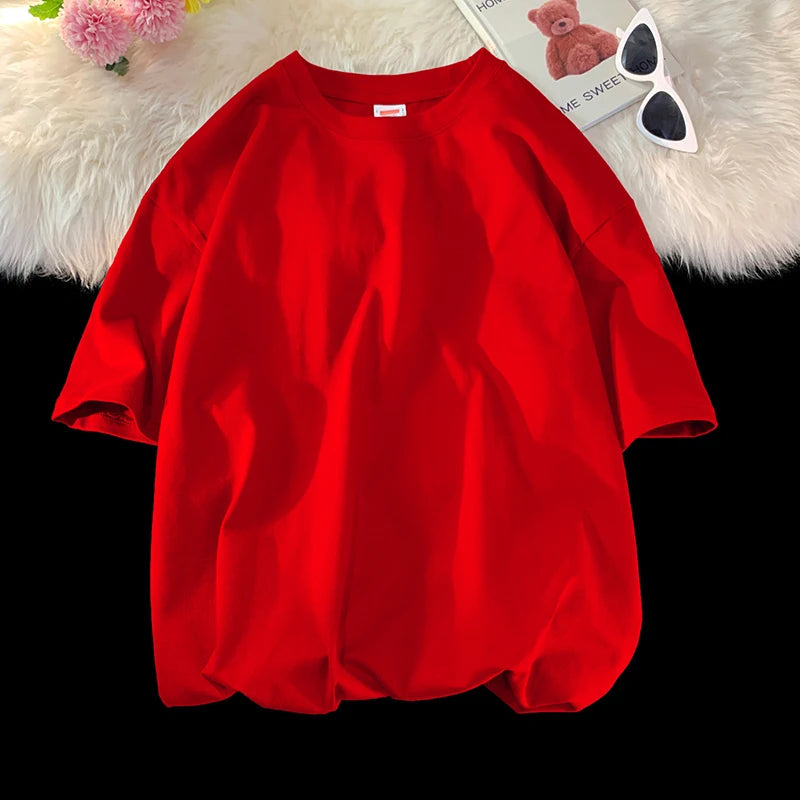 Oversized Summer Short Sleeve Men's T Shirt New Fashion Solid Loose O-Neck T Shirts Mens Cotton Hip Hop Streetwear Top Tees 5XL Quick Pick Grocers