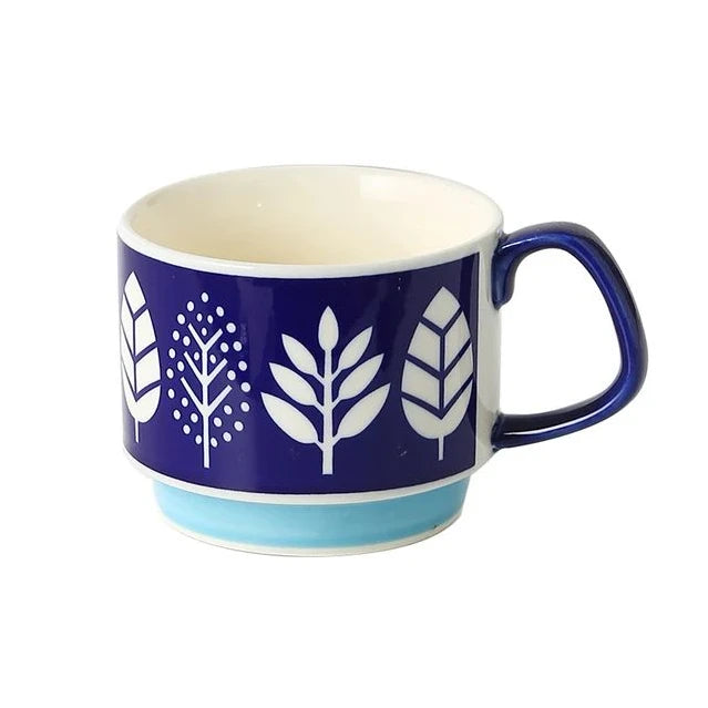 300ml Japanese Flower Coffee Mug Set Retro Ceramic Milk Oats Mug Office Water Handgrip Cup Kitchen Party Drinkware Set Quick Pick Grocers