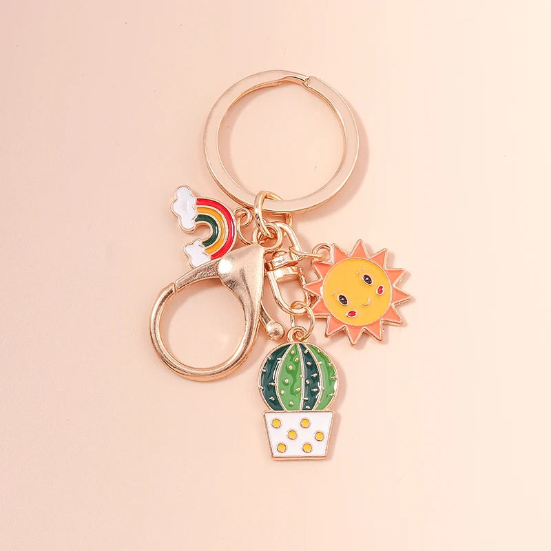 New Colorful Rainbow Keychains for Car Key Souvenir Gift for Women Men DIY Handbag Pendants Hanging Key Ring Jewelry Accessories Quick Pick Grocers