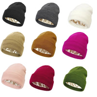 Unisex Satin Lined Beanie Hat For Women Winter Silk Lining Slouchy Warm Cuffed Skullies 2Layer Hair Cover Sleep Cap Quick Pick Grocers