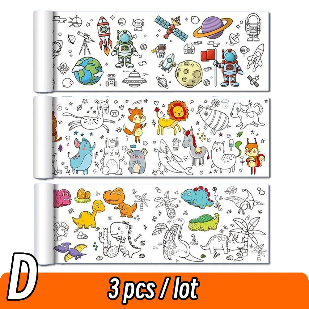 90cm Animal Canvas Children's Drawing Roll DIY Coloring Paper Roll Color Filling Graffiti Paper-cut Painting Educational School Quick Pick Grocers