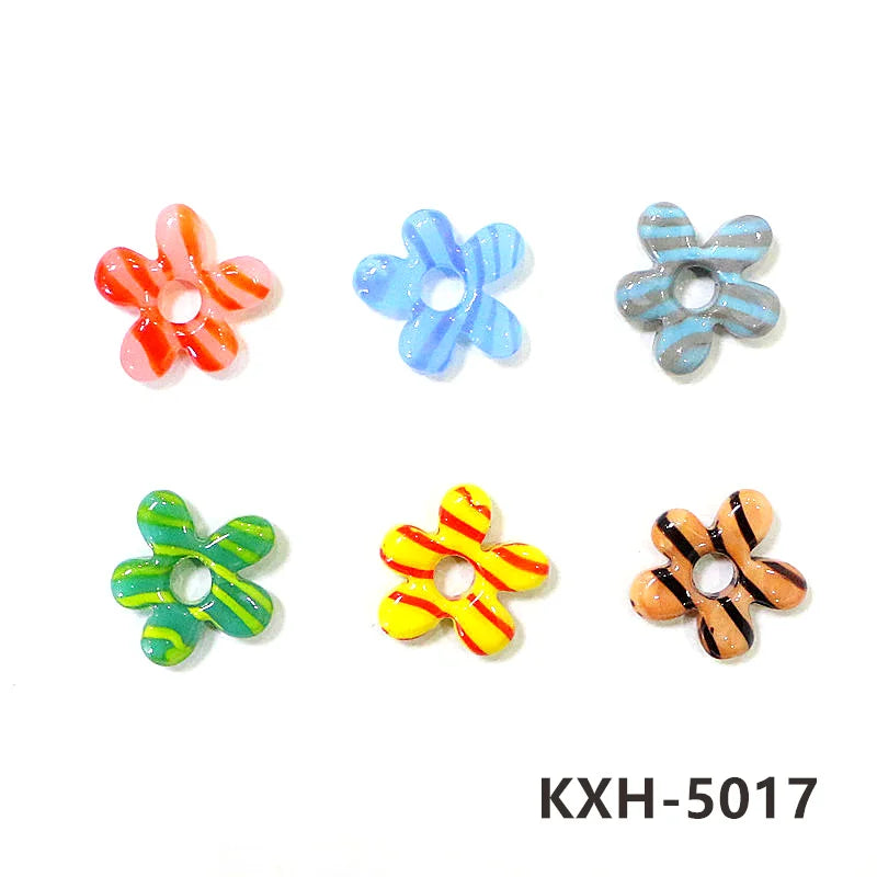 6pcs Irregular Shape Cute Mini Glass Flower Ornament Christmas Wedding Party Decor Supplies DIY Girl Jewelry Pendant Accessories Quick Pick Grocers