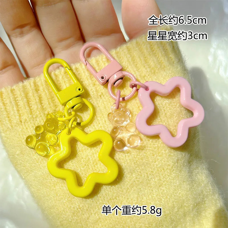 10pcs Metal Keyrings Buckle With Stars Bear Pendant Colored Keychain For Diy Jewelry Making Key Ring Accessories Wholesale Econic Blanks