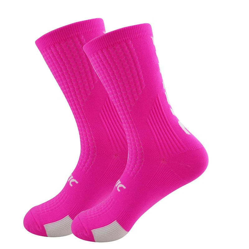 5 Pairs Cycling Socks Men Bicycle Sport Running Bike Socks Mid Tube Compression Outdoor Racing MTB Road Bike Socks Breathable Quick Pick Grocers