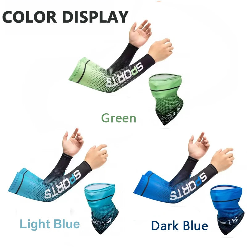 Print Ice Silk Arm Sleeves Breathable Sun Protection Arm Covers Summer Cycling Sports Anti-Sunburn Cooling Long Arm Cuffs Quick Pick Grocers