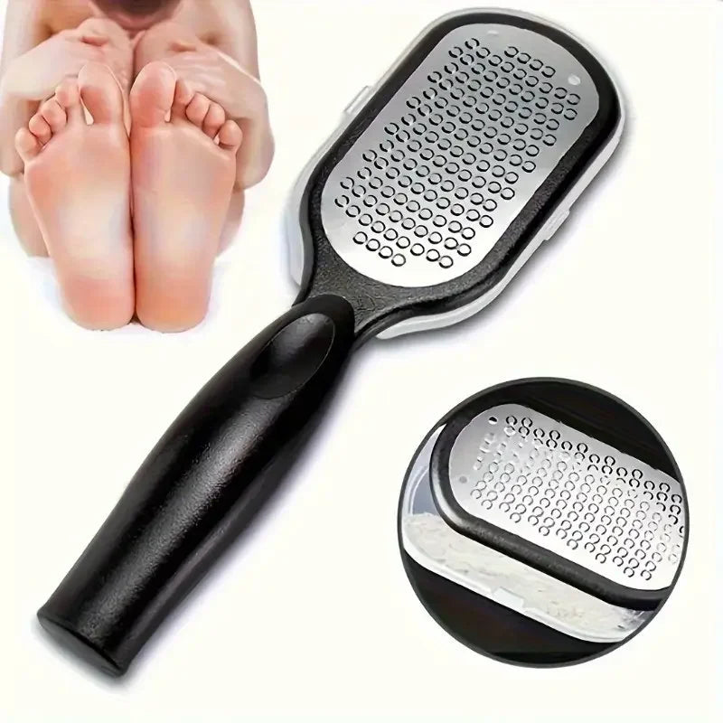 Stainless Steel Foot File - Anti-Splash Ergonomic File with Coarse/Fine Grit, Durable for Home Pedicure & Holiday Gift Quick Pick Grocers
