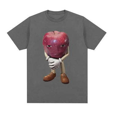 Funny Me Asf Apple with Face Meme T Shirt Unisex Fashion High Quality T Shirts Men Retro Casual Short Sleeve T-shirt Tops Quick Pick Grocers