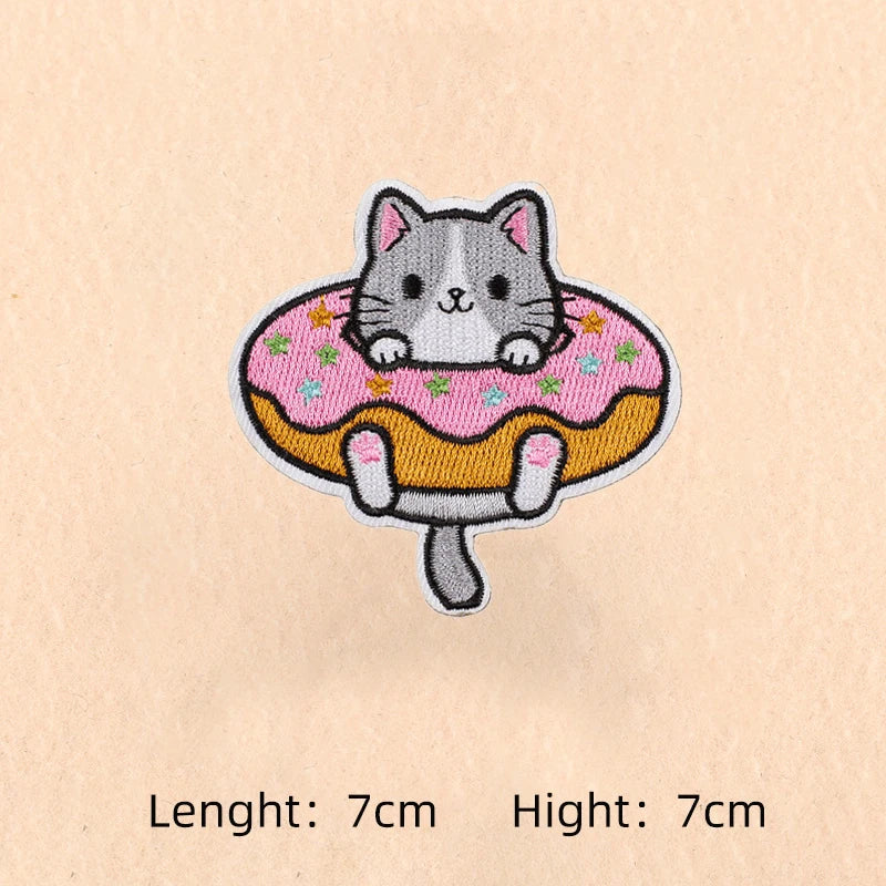 Cute Cartoon Cat patch Embroidery Patches on clothes Children's clothing Animal Interesting Embroidery Accessories Iron patch Quick Pick Grocers