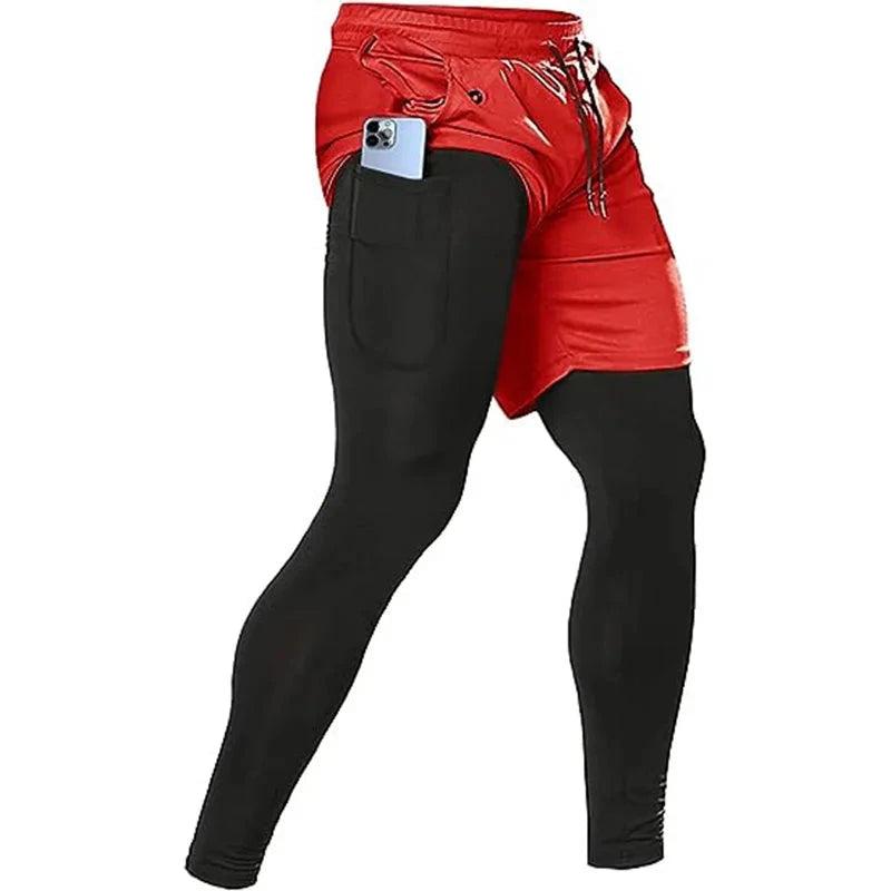 Men's Sport Pants 2 in1 Training Athletic Tracksuits Sportswear Workout Male Jogging Trousers Gym Fitness Running Pants Men Econic Blanks