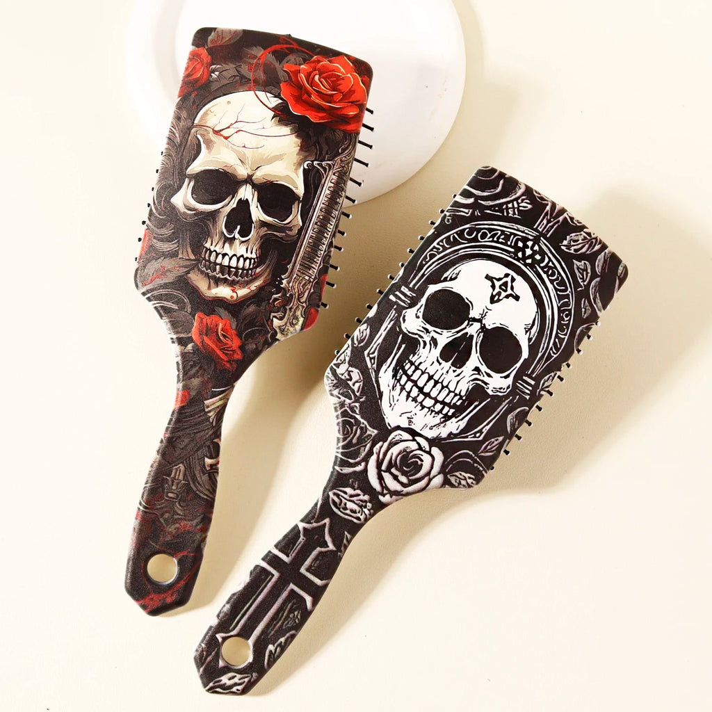 1piece skeleton and flower patterned air cushion comb - massage exfoliating comb, ABS plastic handle,Special for real hair wigs Quick Pick Grocers