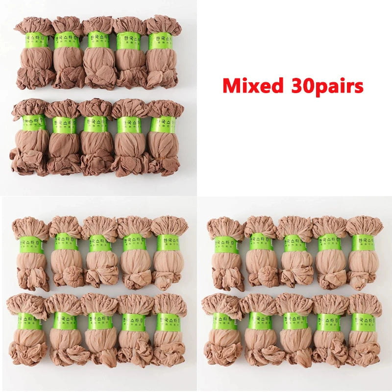Hot Sale! High Quality Women Velvet Socks Pack Female Summer Thin Silk Transparent Sexy Ankle Nylon Socks Set Quick Pick Grocers