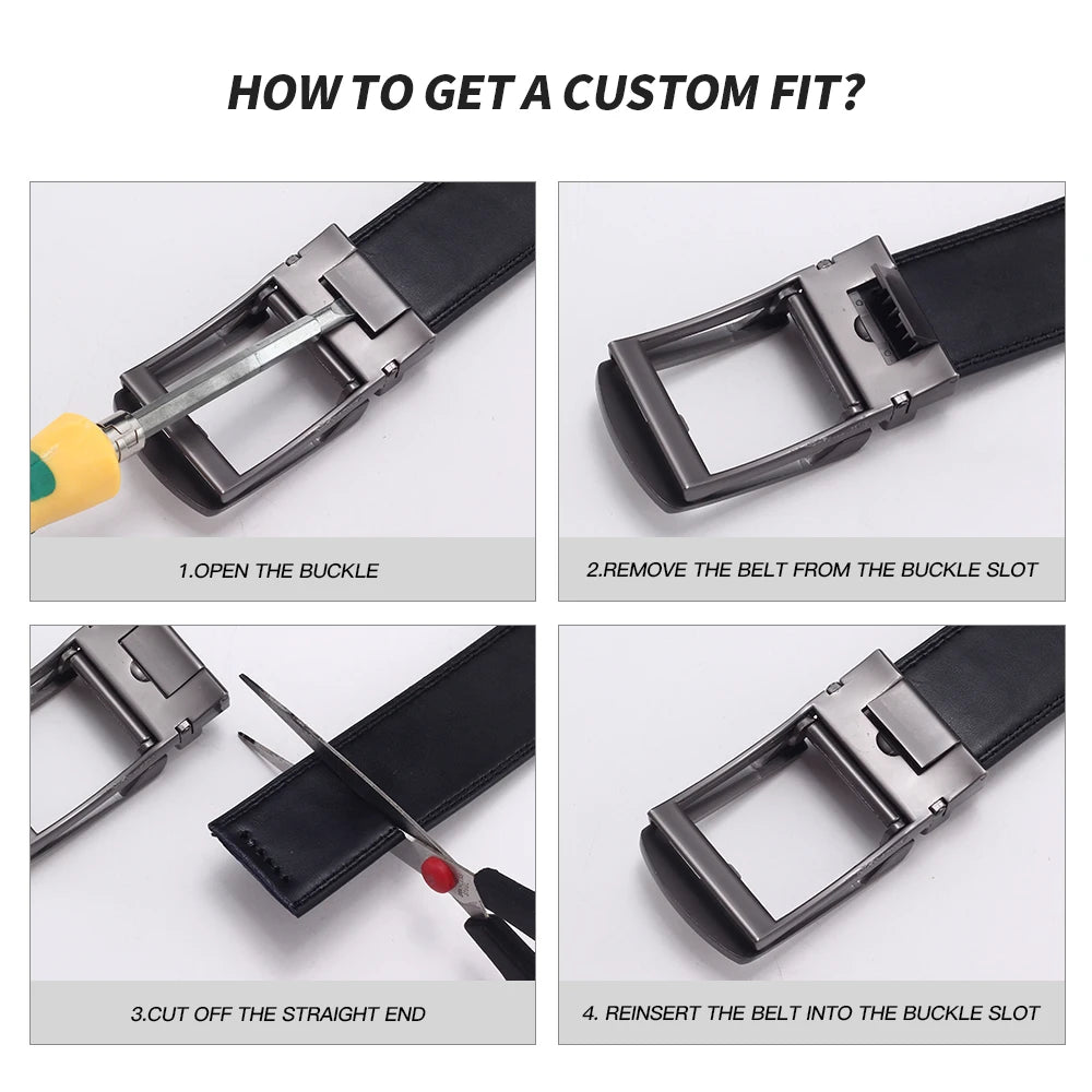 Men's Leather Belts Fashion Automatic Buckle Cowskin Male Belts Luxury Designer Black Brown 3.5cm Quick Pick Grocers