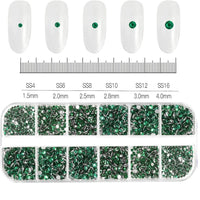 12Grids SS6-SS30 Mixed Nail Rhinestones Shiny Clear/Gold/Pink/Blue Diamond Flat-back Nail Gems Glass Stones Nails Decoration Econic Blanks