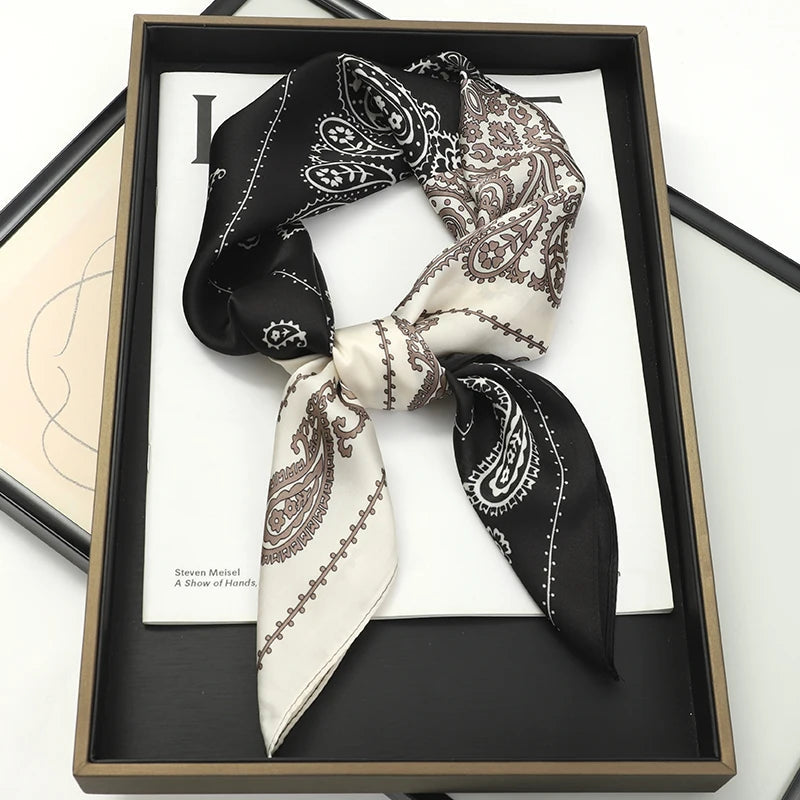 60Colors Luxury Scarf Women 70*70Cm Silk Feel Square Hair Wrapping Foulard Satin Shawl Big Size Head Bandana Hijab Handkerchief Quick Pick Grocers