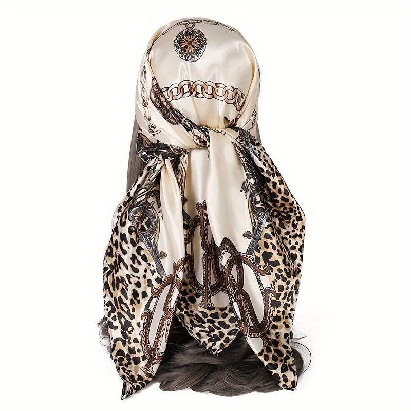 Handkerchiefs Hair Silk Scarf 90*90cm Print Satin Big Square Silk Scarves Shawls for Women Luxury Brand Designer Hijab Headband Quick Pick Grocers