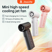 JISULIFE Handheld Turbo Fan,Super Strong Wind,5 Speeds,Long Battery Life,5000mAh,USB Rechargeable,Multipurpose Pocket fan Quick Pick Grocers