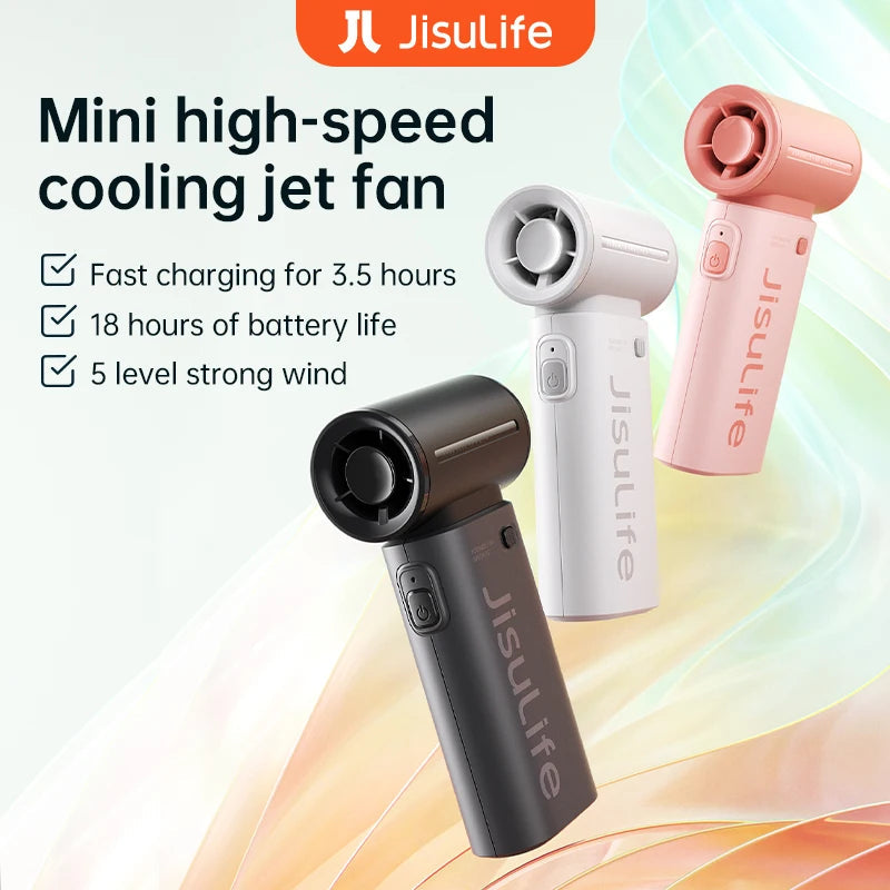 JISULIFE Handheld Turbo Fan,Super Strong Wind,5 Speeds,Long Battery Life,5000mAh,USB Rechargeable,Multipurpose Pocket fan Quick Pick Grocers