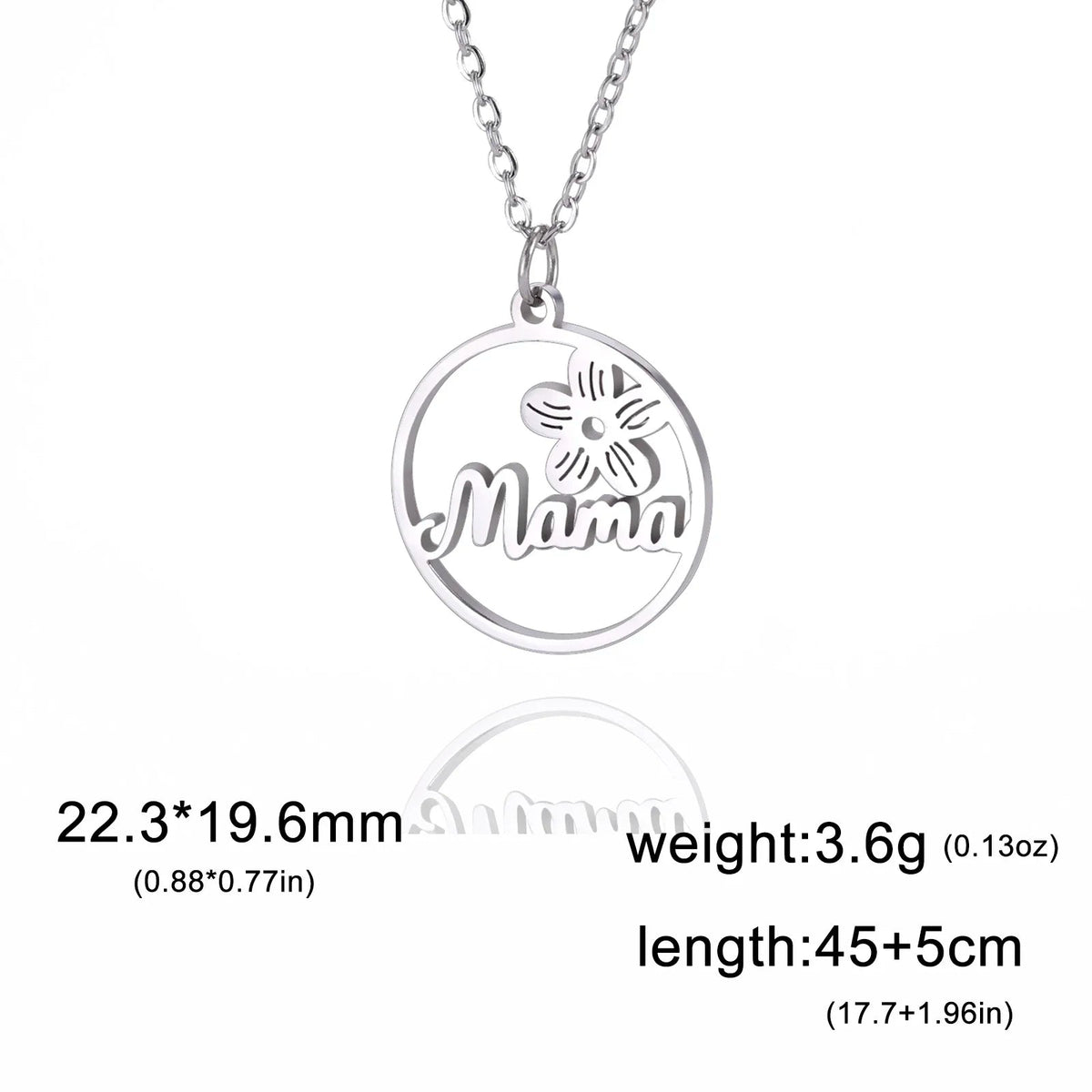 Skyrim Mama Letter Pendant Necklace for Women Stainless Steel Neck Chain Choker Trendy Family Jewelry Mother's Day Gift for Mom Quick Pick Grocers
