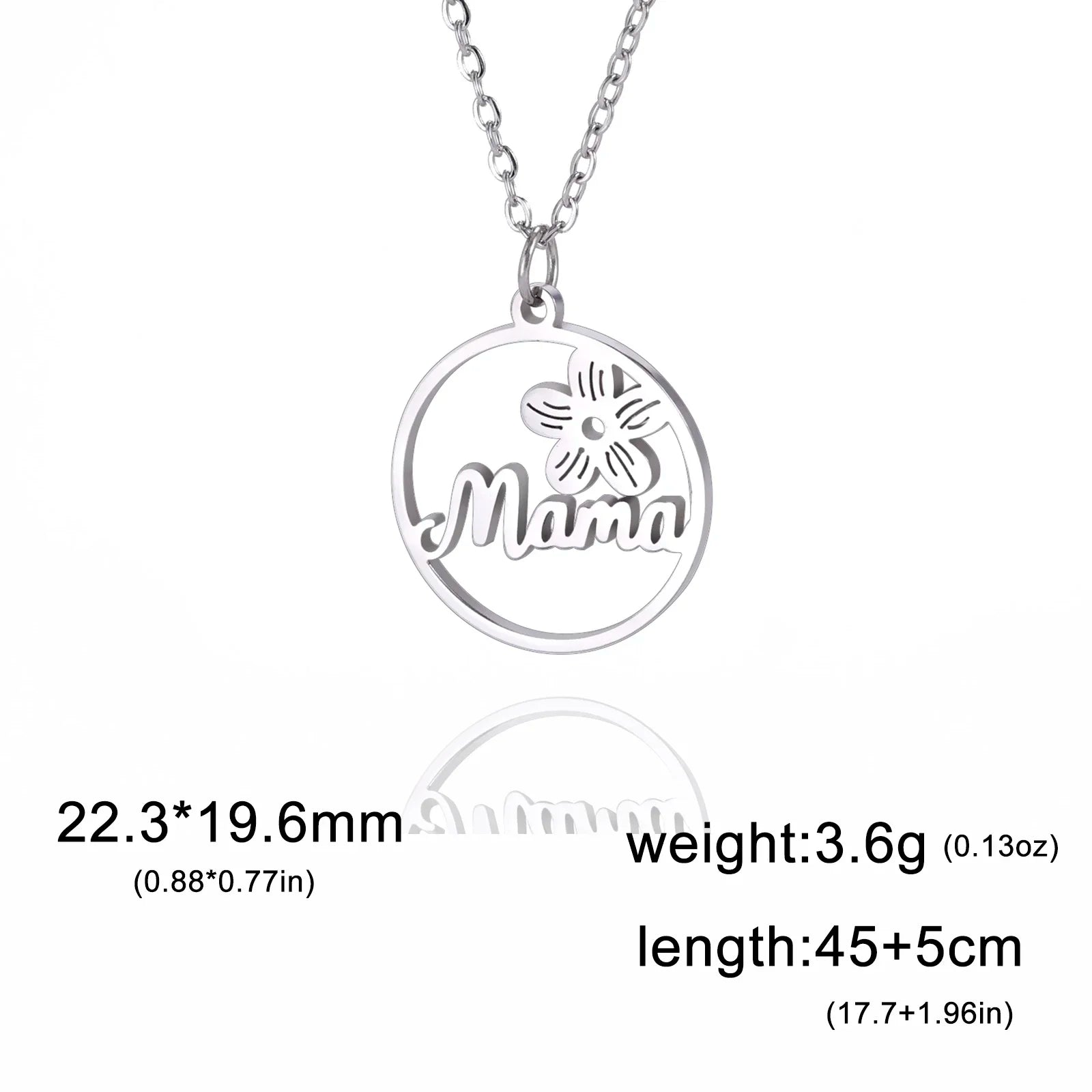 Skyrim Mama Letter Pendant Necklace for Women Stainless Steel Neck Chain Choker Trendy Family Jewelry Mother's Day Gift for Mom Quick Pick Grocers