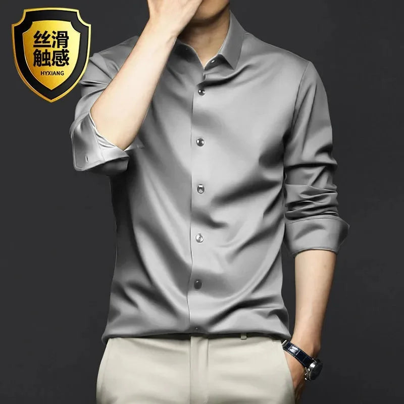 S-5XL Men's Shirt Long Sleeve Non iron Wrinkle Resistant Business Dress High end Professional Casual Suit White Shirt Quick Pick Grocers