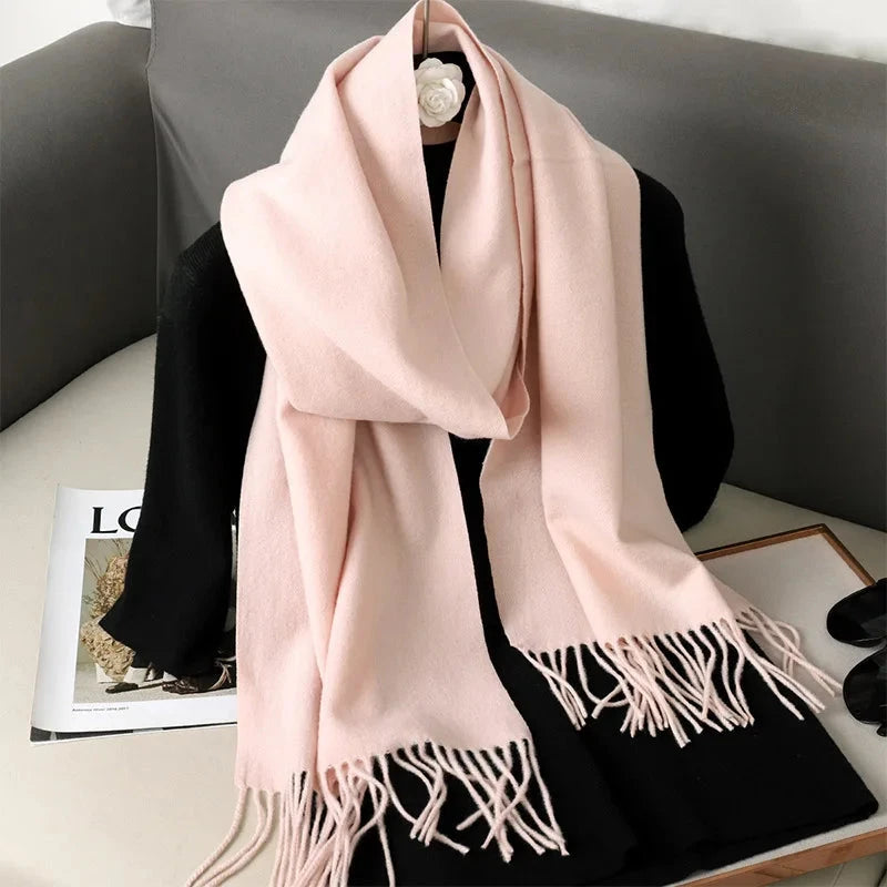 62Color Solid Women Winter Scarf Warm Thicken Cashmere Shawl Outdoor Fashion Luxury Tassels Pashmina Lady Wrap Windproof Scarves Econic Blanks