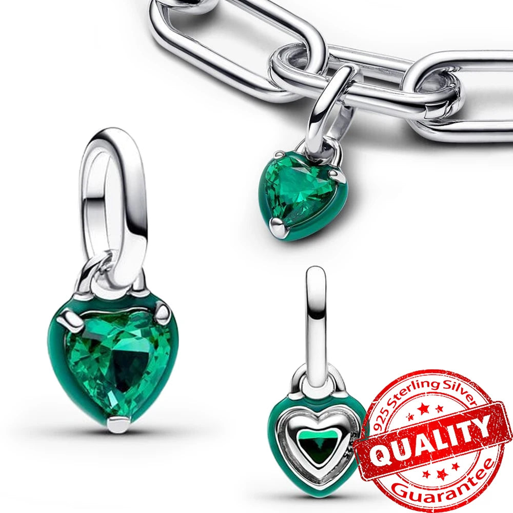 Sparkling Star Mini Dangle Charm Fit Brand Me Bracelet 925 Sterling Silver Me Series Green Heart Mini Charm Girl Party Jewelry Econic Blanks