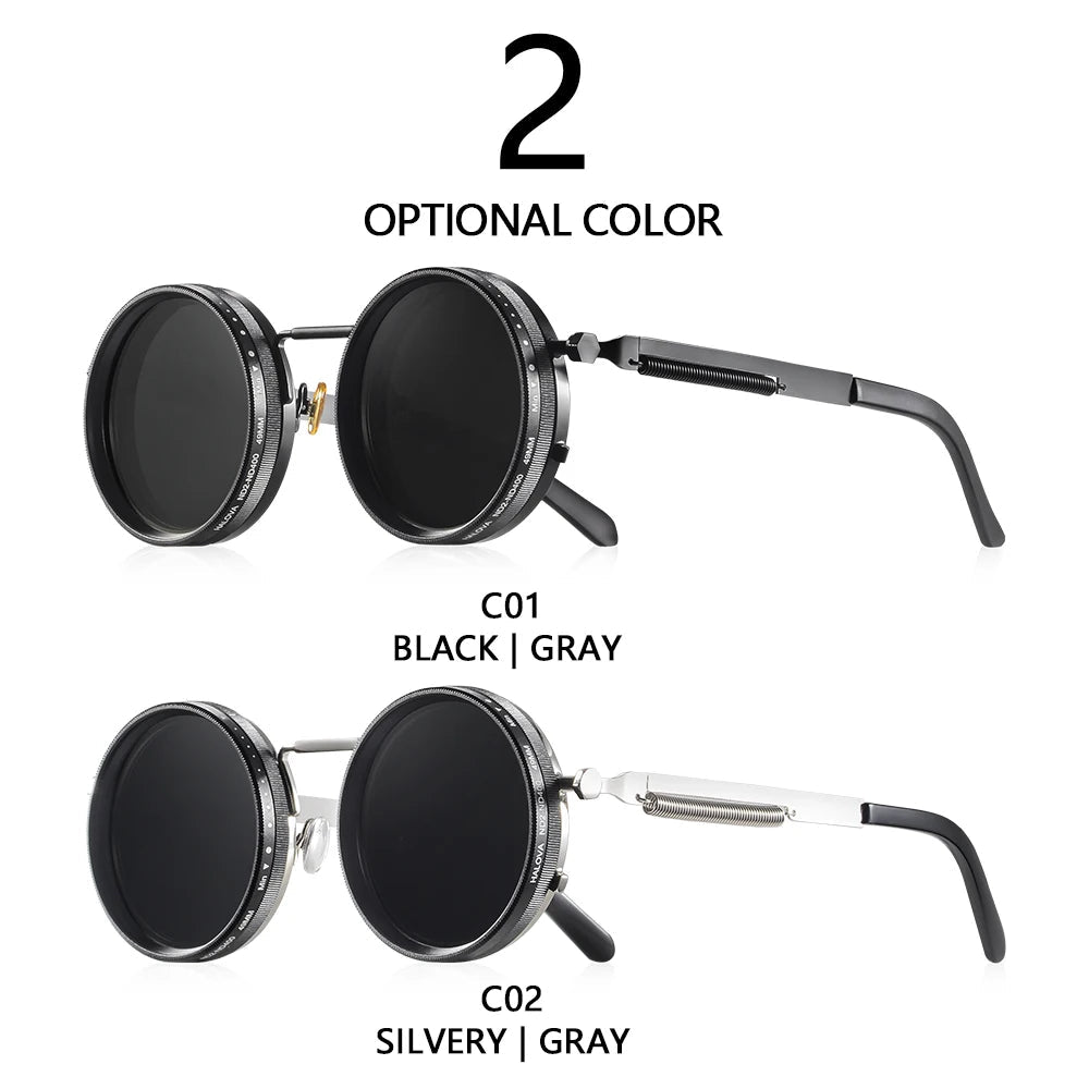 CRIXALIS Polarized Round Sunglasses ND9 Adjustable Dimming Men Women Retro Punk Men's Fishing Eyeglasses Outdoor Shades UV400 Quick Pick Grocers