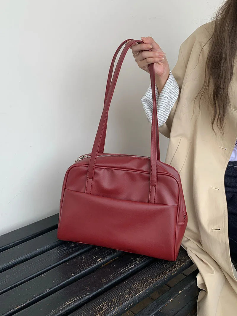 Korean Style Large Capacity Single Shoulder Women's Bag Versatile Vintage Underarm Bag Autumn 2025 New Arrival Tote Bag Quick Pick Grocers