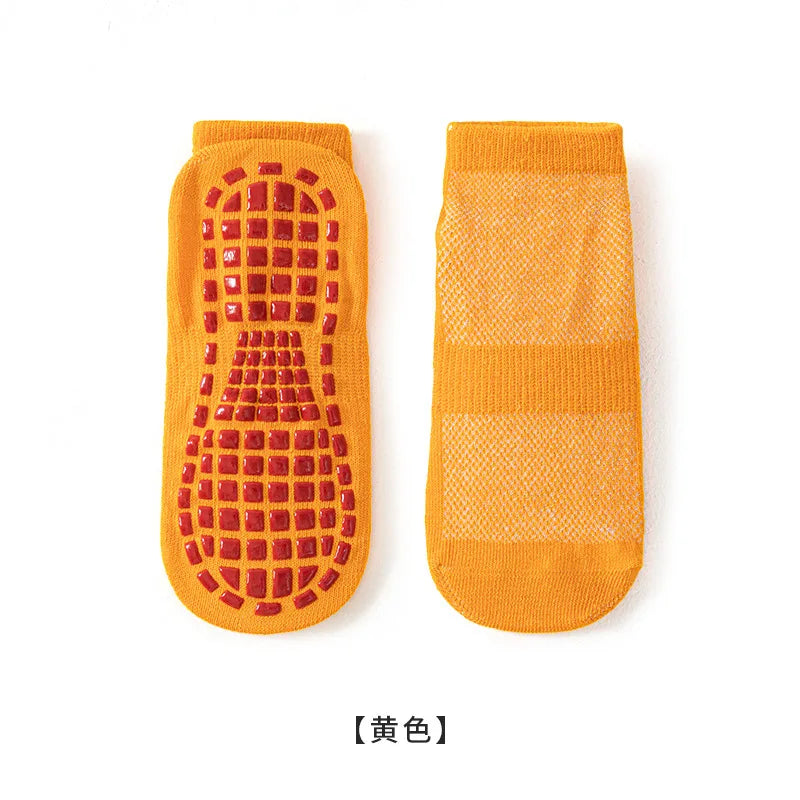 Fashion Solid Children Floor Socks Boys Kids Girls Baby Non Slip Silicone Toddler Socks Breathable Versatile Parent-child Socken Quick Pick Grocers