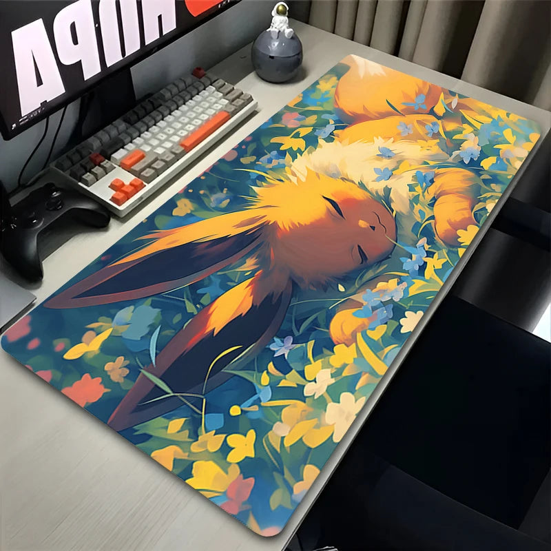 Kawaii Japan Anime Mouse Pad PC Colorful E-eevee Gamer Cabinet Mousepad HD P-pokemonS Keyboard Rug Laptop Gaming Rubber Desk Mat Quick Pick Grocers