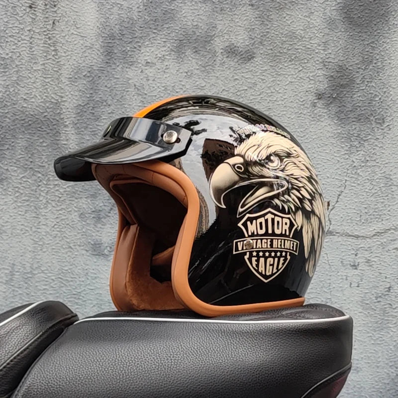Retro semi-open motorcycle helmet cross-country motorcycle accessories motorcycle helmet 3/4 retro helmet in winter Quick Pick Grocers